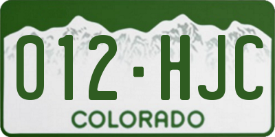 CO license plate 012HJC