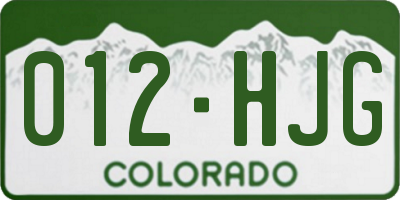 CO license plate 012HJG