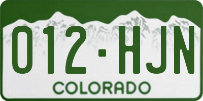 CO license plate 012HJN