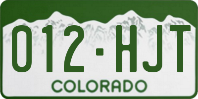 CO license plate 012HJT