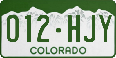 CO license plate 012HJY