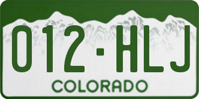 CO license plate 012HLJ
