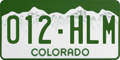 CO license plate 012HLM