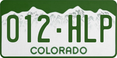 CO license plate 012HLP