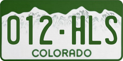 CO license plate 012HLS