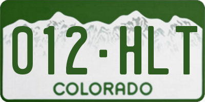 CO license plate 012HLT