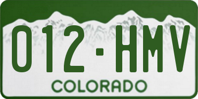 CO license plate 012HMV