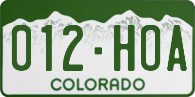 CO license plate 012HOA