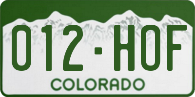 CO license plate 012HOF