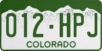 CO license plate 012HPJ
