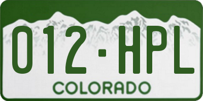 CO license plate 012HPL