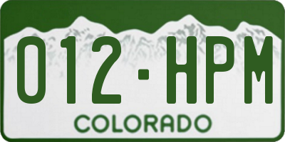 CO license plate 012HPM