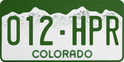 CO license plate 012HPR