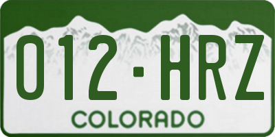 CO license plate 012HRZ