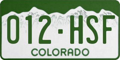 CO license plate 012HSF