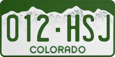 CO license plate 012HSJ