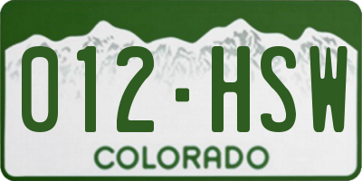CO license plate 012HSW