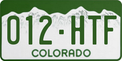 CO license plate 012HTF