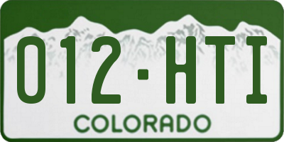 CO license plate 012HTI