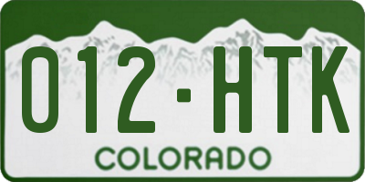CO license plate 012HTK