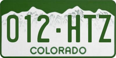 CO license plate 012HTZ