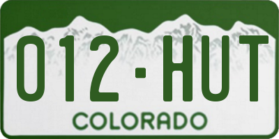 CO license plate 012HUT