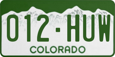 CO license plate 012HUW