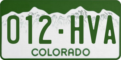 CO license plate 012HVA