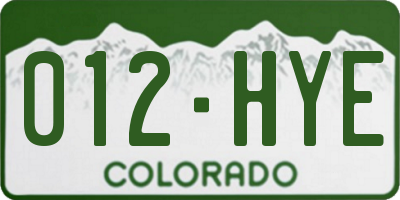 CO license plate 012HYE