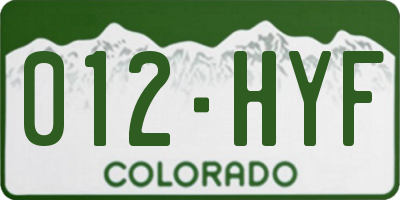 CO license plate 012HYF