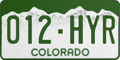 CO license plate 012HYR