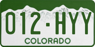 CO license plate 012HYY