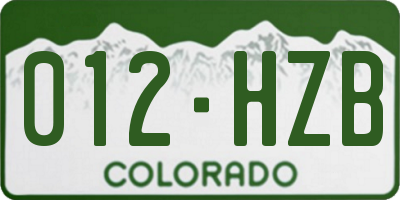 CO license plate 012HZB