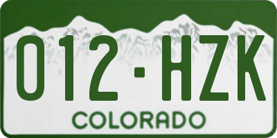 CO license plate 012HZK