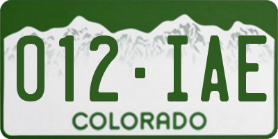 CO license plate 012IAE