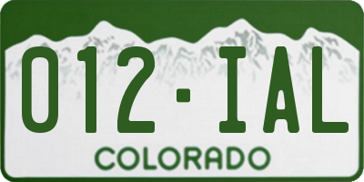 CO license plate 012IAL