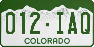 CO license plate 012IAQ