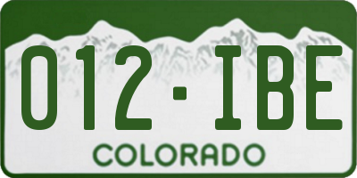 CO license plate 012IBE
