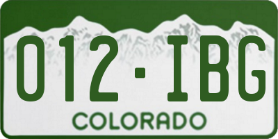 CO license plate 012IBG