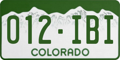 CO license plate 012IBI
