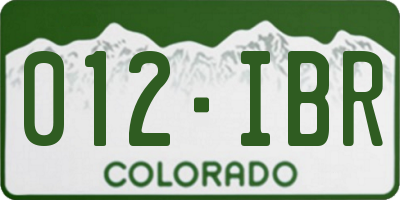 CO license plate 012IBR