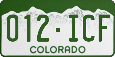 CO license plate 012ICF