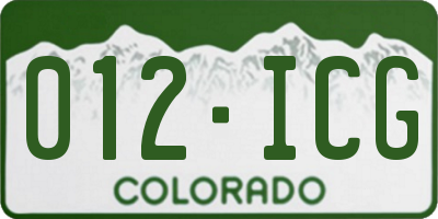 CO license plate 012ICG