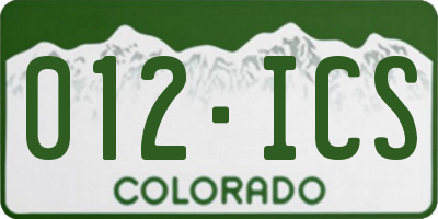 CO license plate 012ICS