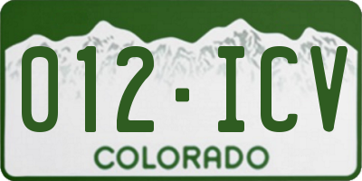 CO license plate 012ICV