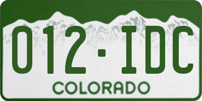 CO license plate 012IDC
