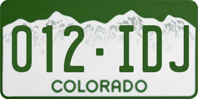 CO license plate 012IDJ