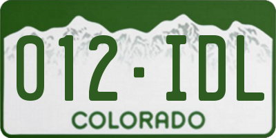 CO license plate 012IDL