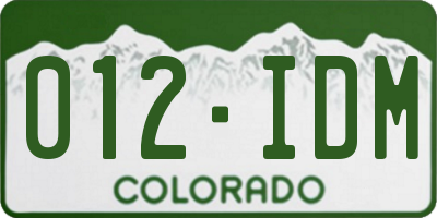 CO license plate 012IDM