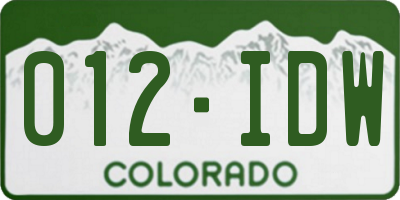 CO license plate 012IDW